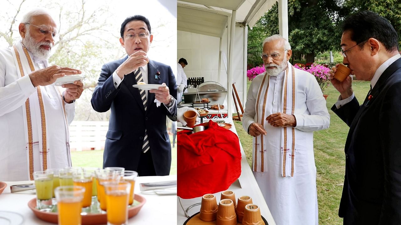 Modi and Kishida enjoy drinks and snacks at Delhi's Buddha Jayanti Park