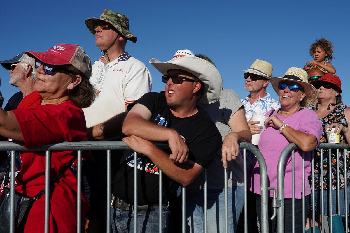 Supporters of former U.S. President Donald Trump attend an event held for him to speak to his supporters during his first campaign rally after announcing his candidacy for president in the 2024 election at an event in Waco, Texas