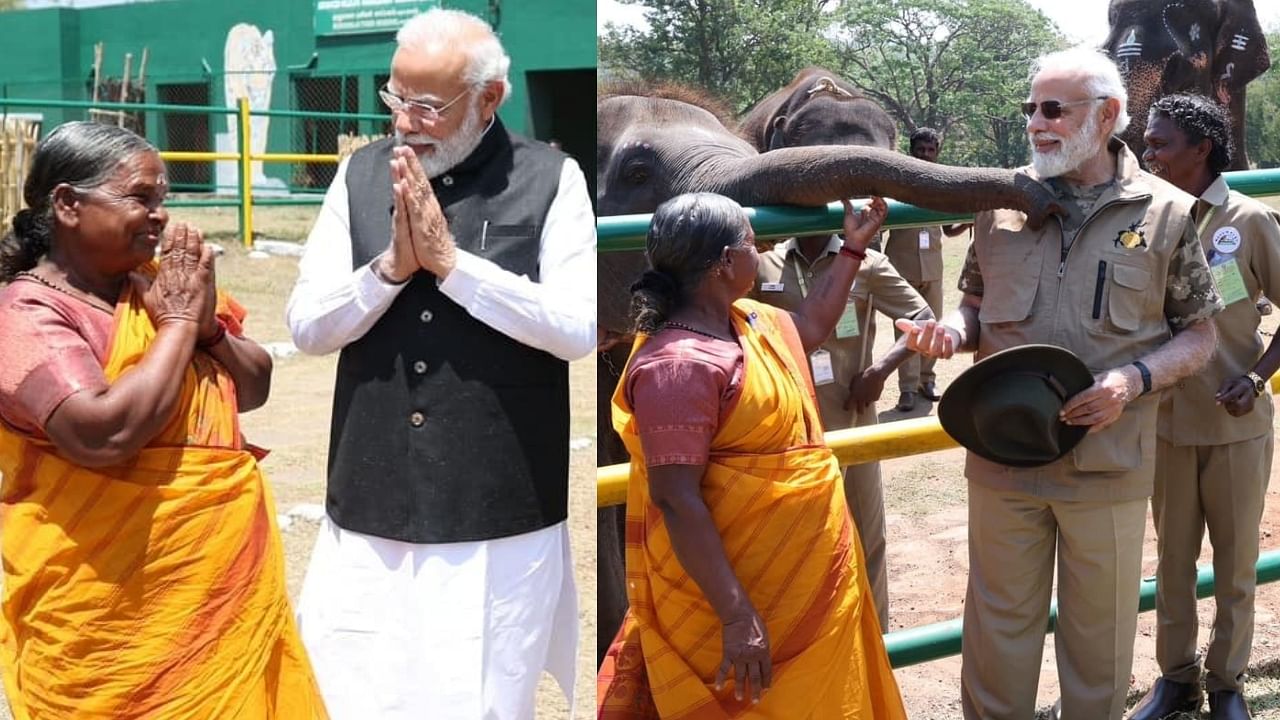 PM Modi meets 'The Elephant Whisperers' couple Bomman & Bellie
