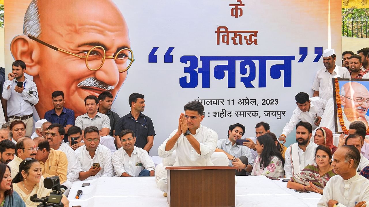 Sachin Pilot sits on 1-day fast despite Congress's warning; See Pics