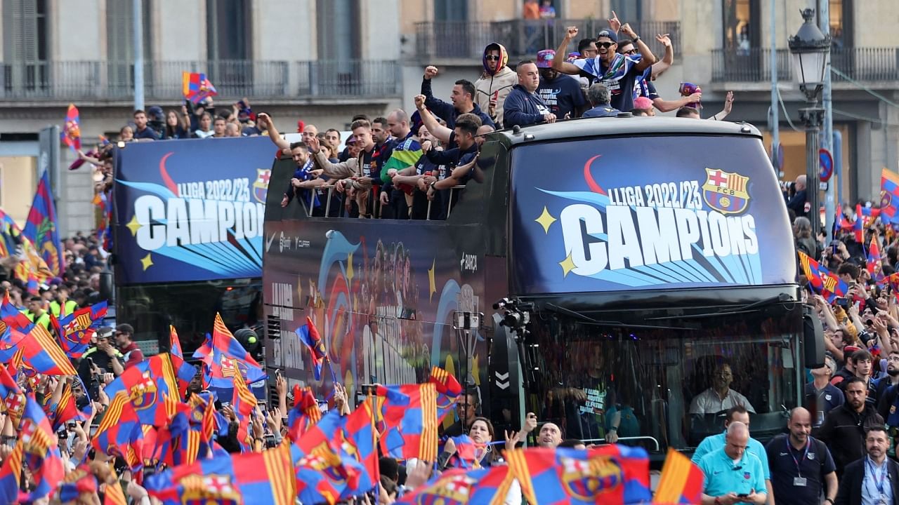 Barcelona celebrate La Liga triumphs with a victory parade. Credit: Reuters Photo