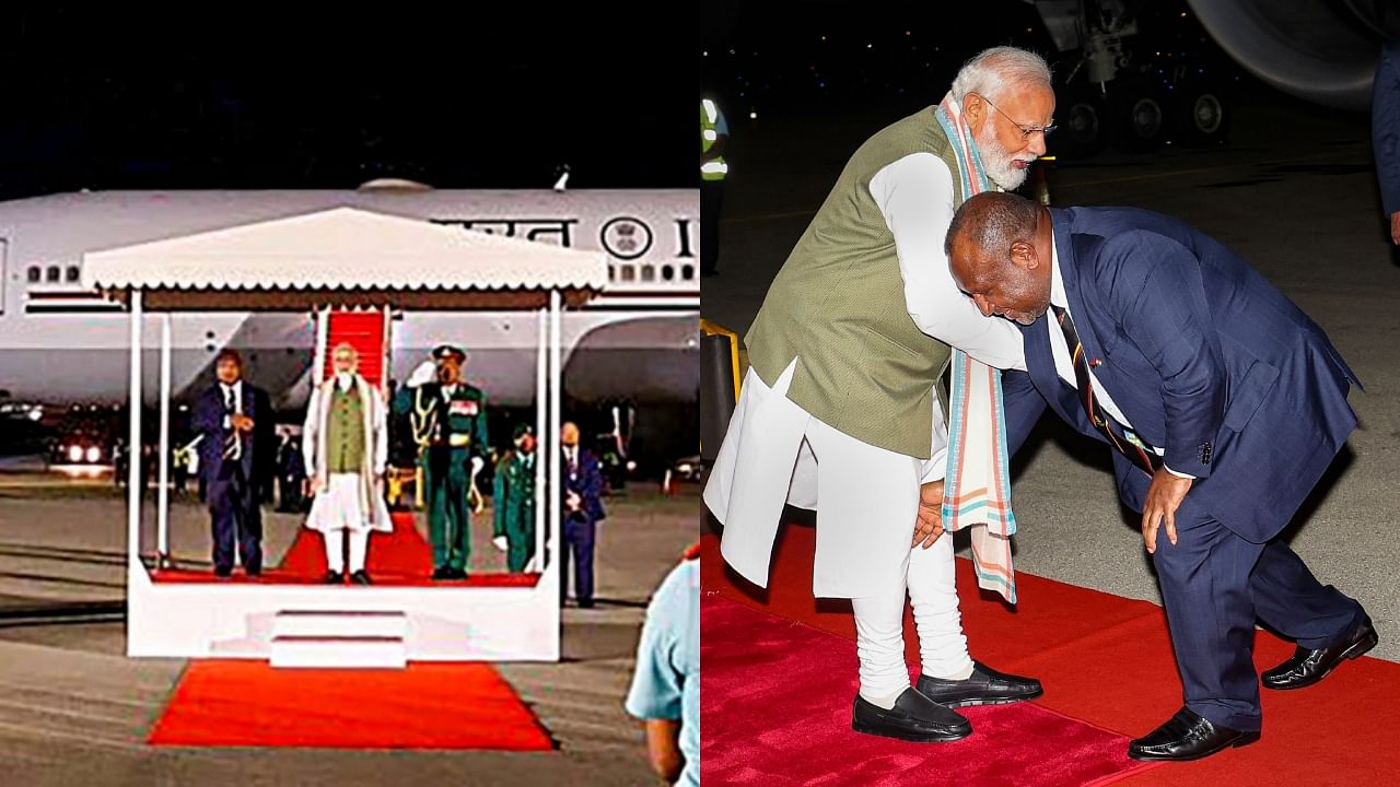 In Pics| PM Marape touching PM Modi's feet goes viral