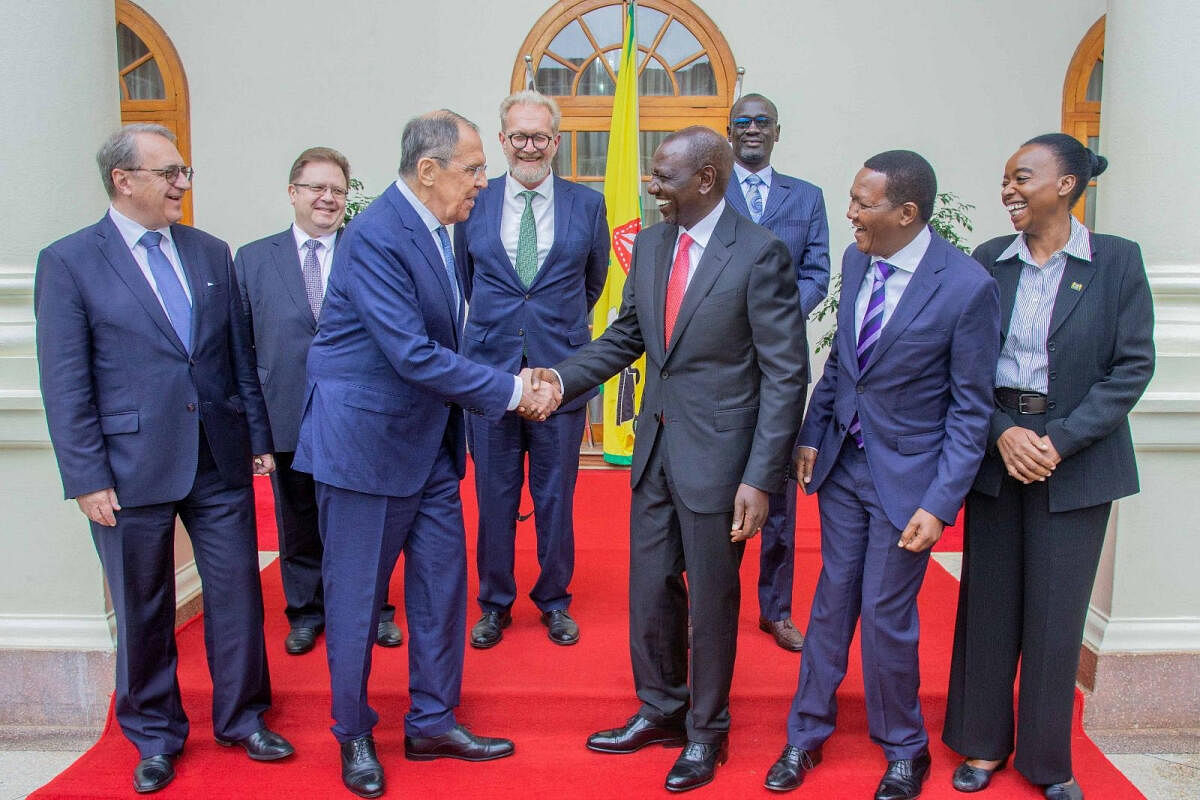 Kenya's President William Ruto meets Russian Foreign Minister Sergei Lavrov during his official visit at the State House in Nairobi. Credit: Reuters Photo