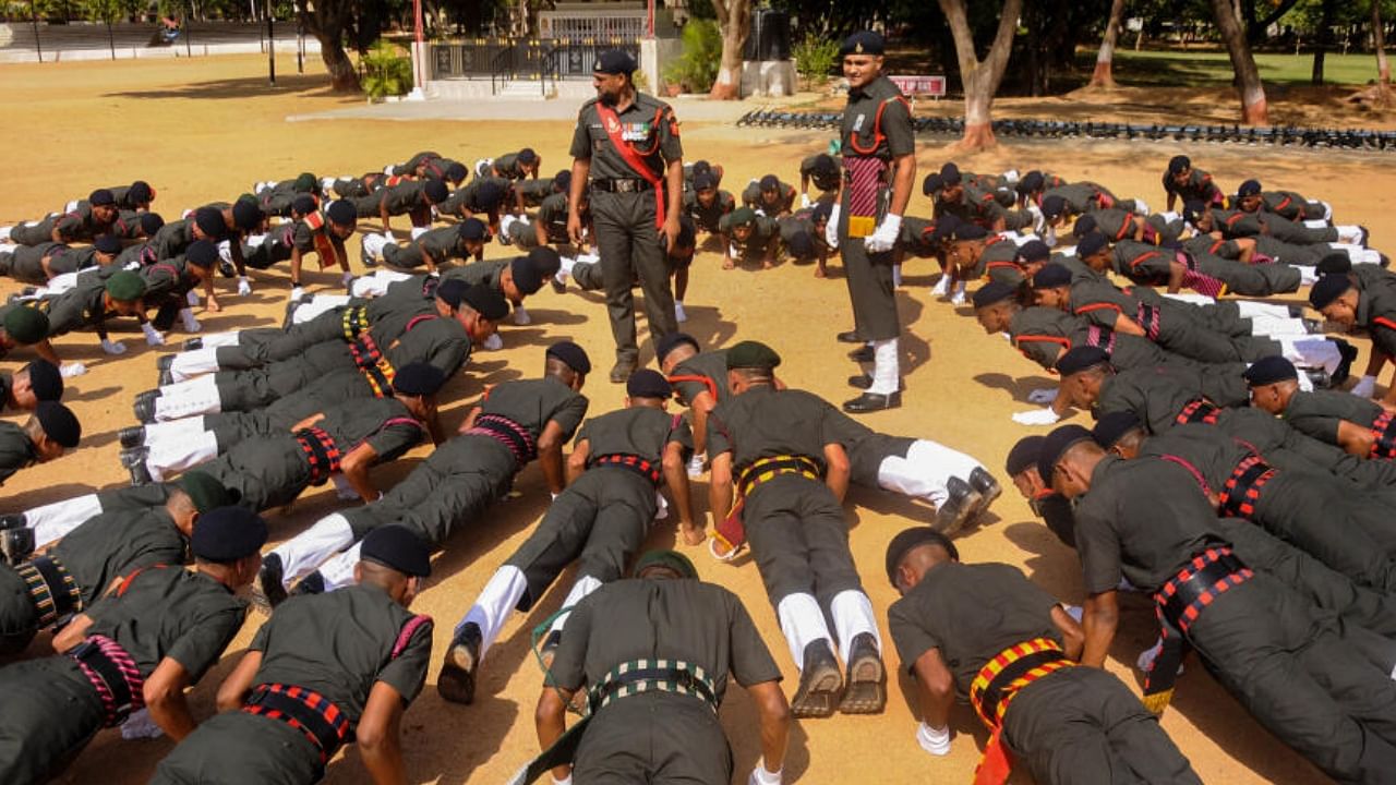First batch of Agniveer soldiers during their Attestation and Passing Out Parade, at AOC Centre in Secunderabad, Saturday, June 17, 2023. Credit: PTI Photo