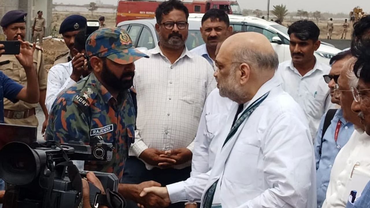 Biparjoy Aftermath: Amit Shah visits cyclone-affected areas of Gujarat. Credit: IANS Photo