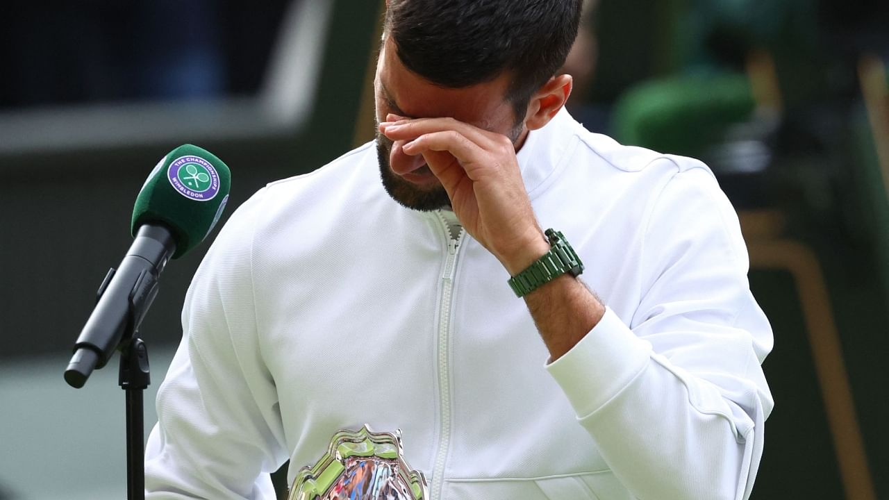 Wimbledon 2023: Djokovic gets emotional following his defeat. Credit: Reuters Photo