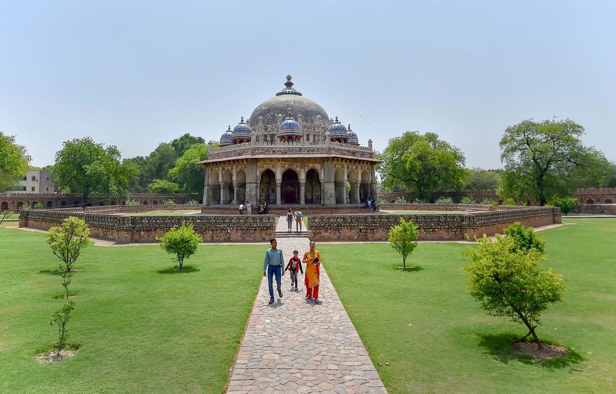 Isa Khan tomb complex, a walled area adjacent to Humayun's Tomb and resting place of Isa Khan Niyazi, in New Delhi on Tuesday. Archaeological Survey of India has announced that there will be no entry fee into the monuments on International Day for Monuments and Sites on April 18. PTI